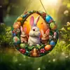 Letrero Decorativo de Huevo de Pascua con Diseño de Conejo para Jardín, Patio, Atrapasoles, Adorno Acrílico para Colgar en Interiores