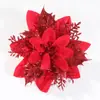 Venta caliente de Amazon flor de Navidad flor artificial 13cm rosa cebolla dorado plateado rojo azul flor colgante de decoración navideña al por mayor