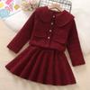 Ropa de Año Nuevo para Niñas Vestido Rojo Abrigo Estilo Chanel para Niños Falda Corta Ropa de Año Nuevo Moda para Niños de 12 Años Ropa para Niños