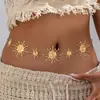 Cadena de cintura de sol en espiral dorada transfronteriza europea y americana, cadena corporal de metal estilo resort bohemio, venta al por mayor del fabricante