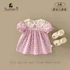 Vestido para Niña 2026 Verano Nuevas Llegadas Bebé Rosa Bebé Vestido de Princesa Floral Niña Bebé Manga Corta Vestido Formal Top