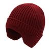 Nova Touca de Lã Mais Veludo Espessada com Protetor de Orelha Chapéu de Tricô para Cabeça Chapéu Quente de Inverno para Exterior com Elástico para Homens e Mulheres