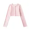 Conjunto de Tres Piezas Dopamina Primavera Puro Deseo: Cárdigan Corto de Punto de Cuello Redondo de Botones + Camisola de Cuello en U + Shorts de Cintura Alta