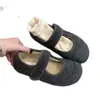 Zapatos de Invierno Postparto de Suela Blanda Zapatos Mary Jane con Más Terciopelo Zapatos de Algodón Cálido de Moda Estilo Coreano de Corte Bajo con Velcro para Mujer