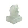 Acessório Pingente Selo Leão Tridimensional Esculpido em Jade Natural de Tianshan de Xinjiang, Ornamento de Selo Animal de Estimação Fofo de Jade
