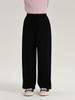 Calça Casual de Outono com Padrão Ondulado para Meninas Pudding Haru, Calça Larga Grossa, Calça Larga Casual Engrossada de Outono