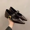Pedido 2026 Zapatos Mary Jane Bajos Retro Nuevos Otoño/Invierno Zapatos de Tacón Grueso Puntiagudos para Mujer Tallas Grandes Zapatos de Falda con Cordones y una Sola Correa
