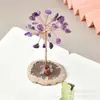 Venta al por mayor de fábrica base de lámina de ágata natural grava alambre de cobre árbol de la fortuna árbol de la vida decoración tejida a mano árbol de la fortuna