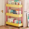 Estantería Móvil de Múltiples Niveles para Libros Ilustrados Infantiles de Pie, Gabinete de Almacenamiento de Libros con Ruedas Extremadamente Estrecho Detrás de la Puerta