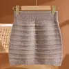Otoño e Invierno Nuevo Falda de Punto 100% Lana para Mujer Falda Corta de Canalé de Cintura Alta Moda Temperamento Falda de Lana Engrosada