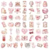 50 pegatinas vintage de acuarela rosa con animalitos tiernos, postres, lazos y diseños florales, adecuadas para materiales estilo ins transfronterizos