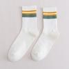 Calcetines Zhuji para hombre, calcetines de primavera y otoño, moda coreana, calcetines largos a rayas para estudiantes, calcetines deportivos de algodón de caña alta para ocio, venta al por mayor