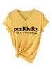 La Positividad es una Mentalidad Amazon Wish Sitio Independiente Moda Casual Camiseta de Manga Corta con Cuello en V para Mujer