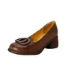 Sapatos Mocassins para mulheres, couro macio, sola macia, confortáveis para os pés, versáteis, modernos, retrô, salto grosso, bico redondo, confortáveis, corte baixo, sapatos Mary Jane de tira única