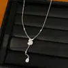 Colar número 5 gota d'água em zircônia banhado a ouro 18k real, corrente de clavícula de nicho de luxo leve, conjunto de joias personalizado