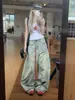 Calças Crescente Jeans Femininas Retrô Americanas Tingimento Sujo Outono Senso de Design Roupa de Trabalho Cintura Alta Soltas Pernas Largas Calças Foice