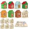 Colgante de decoración navideña de madera 3D para graffiti DIY transfronterizo, adorno navideño de casa de madera