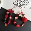 Estilo Nuevo Creativo Forma de Corazón Pedrería Cuadrado Pompón Cadena para Colgar Teléfono Cadena de Cuentas Cámara CCD Cadena DIY