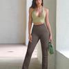 Pantalones Deportivos Acampanados de Pierna Ancha de Hilo Continuo de Cintura Alta Ajustados Adelgazantes Levanta Glúteos Pantalones de Fitness Ropa de Yoga