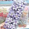 Dulce Linda Morado Taro Cuadros de Onda Flor Verde Pequeña Flor de Tela Anillo para Cabello de Cola de Caballo Infantil Cuerda para la Cabeza de Goma Elástica Estudiante