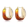 Novos Brincos em U Cor Âmbar Caramelo Maillard Luxo Leve Elegante Feminino Stud Marrom Vintage Argola para Orelha Brincos