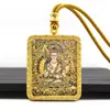 Pingente Tanka Dourado Meio Pintado à Mão, Oito Budas Guardiões, Pingente Tanka do Buda do Nascimento, Colar Tanka Portátil Atacado