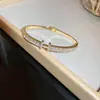 Pulseira Redonda de Aço Titânio Totalmente Cravejada em Diamante Estilo Francês, Pulseira Simples e Fashion de Luxo Leve, Senso de Design, Joia Versátil e Única para Públicos de Nicho
