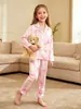 Traje de pijama para niños de comercio exterior otoño seda manga larga niñas ropa de casa de dos piezas ropa para niños una generación de cabello