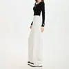 Nuevos Jeans Anti-Arrugas, Sin Planchar, Elásticos en Cuatro Direcciones, Corte Holgado, Fluido, Pierna Ancha, Bordados, Ykk, Adelgazantes, Versátiles, Blanco Puro, Largo hasta el Suelo