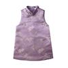 Colete Feminino Shibolo Primavera e Outono Estilo Chinês Brocado Cetim Colete de Algodão Infantil Roupa Externa para Bebê Jaqueta Sem Mangas