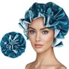 Gorro de Dormir de Satén con Encaje de Doble Capa Transfronterizo de Amazon, Gorro de Dormir de Seda, Gorro Casero de Doble Capa con Borde Volante Ajustable