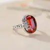 Anel Yilu de Prata S925 Âmbar Sangue Estilo Retro Vintage Novo Chinês Moda Rosto de Ovo de Carpa Anel Aberto
