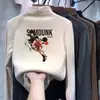 Camiseta de manga comprida com gola alta para meninos De Rong, novo estilo outono/inverno, top moderno para crianças e bebês, adequada para usar no outono