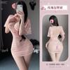 Lingerie Sexy Manyan Sexy Transparente Decote em V Profundo Floral Rosa Gaze Cintura Alta Saia de Quadril Uniforme Terno 9292