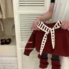 Suéter de Otoño e Invierno para Niña 2025 Nuevo Estilo Coreano Suéter de Año Nuevo para Bebé Niña Chal Leggings con Felpa Juego de Tres Piezas