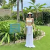 Nuevo Conjunto de Tres Piezas Bikini de Tubo Blanco Puro Deseo, Bikini Separado, Traje de Baño Vestido Largo para Vacaciones en la Playa, Verano de Chica Hot