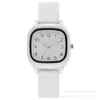 Reloj Cuadrado Estilo Academia Coreana Moda Casual Simple Temperamento para Estudiantes de Secundaria y Preparatoria Color Caramelo Silicona Reloj de Pulsera Pequeño