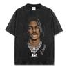 Camiseta de manga corta estampada Morant Morant Retro Americana Transfronteriza Lavada de manga larga con cuello redondo holgada con capucha
