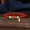 Pulseira de Ágata Vermelha Fidelity para Mulheres Ano do Pássaro Cristal Jade Hetian com Contas Marca da Sorte Pulseira para Namorada Simples produtos genuínos