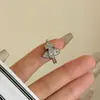 Anillo Abierto Emperatriz Saturno Ins Lujo Ligero Plata Diamante Planeta Herradura Microincrustado Anillo Apilable Joyería