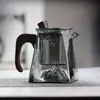 Tetera de Vidrio Resistente a Altas Temperaturas Separación de Agua y Té Hogareña 400ml Especial para Té Verde Juego de Té Cafetera Mango de Madera Tetera Individual