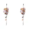 Pendientes de Gancho para Oreja con Borla Redonda Irregular de Cuentas de Cristal de Lujo Ligero, Pendientes Retro de Moda de Gama Alta de Nicho con Temperamento para Mujer