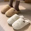 Nuevas Zapatillas de Algodón Simples de Invierno Cálidas para Pareja Peludas Suela Suave Cómodas Ligeras para Interiores Hogar