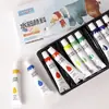 Atacado Tinta Aquarela Infantil 12 Cores 18 Cores 24 Cores Caixa de Cartão Suspensa Guache 12ml Material de Arte para Alunos do Jardim de Infância