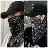 Máscara de proteção solar masculina e feminina cachecol de seda gelada proteção orelha pescoço cobertura facial de verão manga longa flor de caju toalha facial para ciclismo moda
