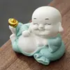 Adornos para Coche de Buda Maitreya de la Suerte Oficina de Entrada Sala de Estar Decoración Cerámica Lindos Monjes Pequeños Manualidades