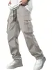 Amazon 2026 Calças Casuais Outdoor Esportivas de Trabalho Novas para Homens Cor Sólida Cordão Calças Longas Atacado