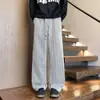 Nuevos pantalones casuales de otoño e invierno para hombre, con estampado de espiga, forro polar, gruesos, corte holgado, talla grande, estilo de pierna recta