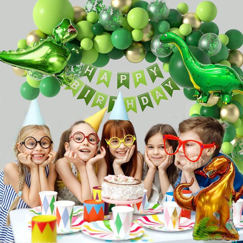 新款森林恐龙生日气球套装大号恐龙铝箔气球儿童生日派对场景装饰
