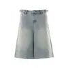 Shorts de Mezclilla Lavada Kb26 High Street Estilo Americano Unisex de Gama Alta con Diseño de Pedrería de Colores para Hombre, Corte Holgado, Largo Tres Cuartos